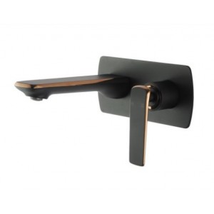 Esperia Matte Black & Rose Gold Wall Mixer with Spout